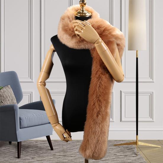 Шарф из искусственного меха, однотонный, утолщенный, теплый, длинный шарф, ветрозащитный, устойчивый к холоду