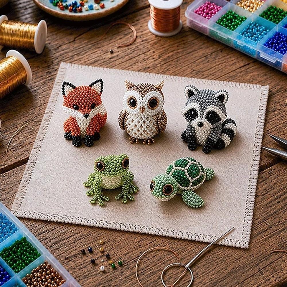 Craft 3D Beaded Animal Kit Animal Shape DIY Bead Craft Kit DIY 3D Beaded Ornament Set  Home Decor