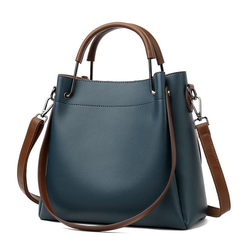 Simple Generous Solid Color Women's Handbags New Style Large Capacity Ladies Bucket Bag High End PU Leather Single Shoulder Bag for Mother's Day Gifts