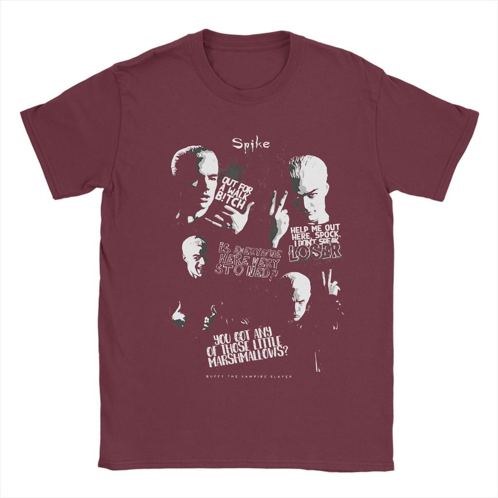 Мужская футболка с постером Спайка из Баффи — истребительницы вампиров, хлопковая одежда для отдыха, с коротким рукавом, с круглым вырезом, идея для подарка, футболки