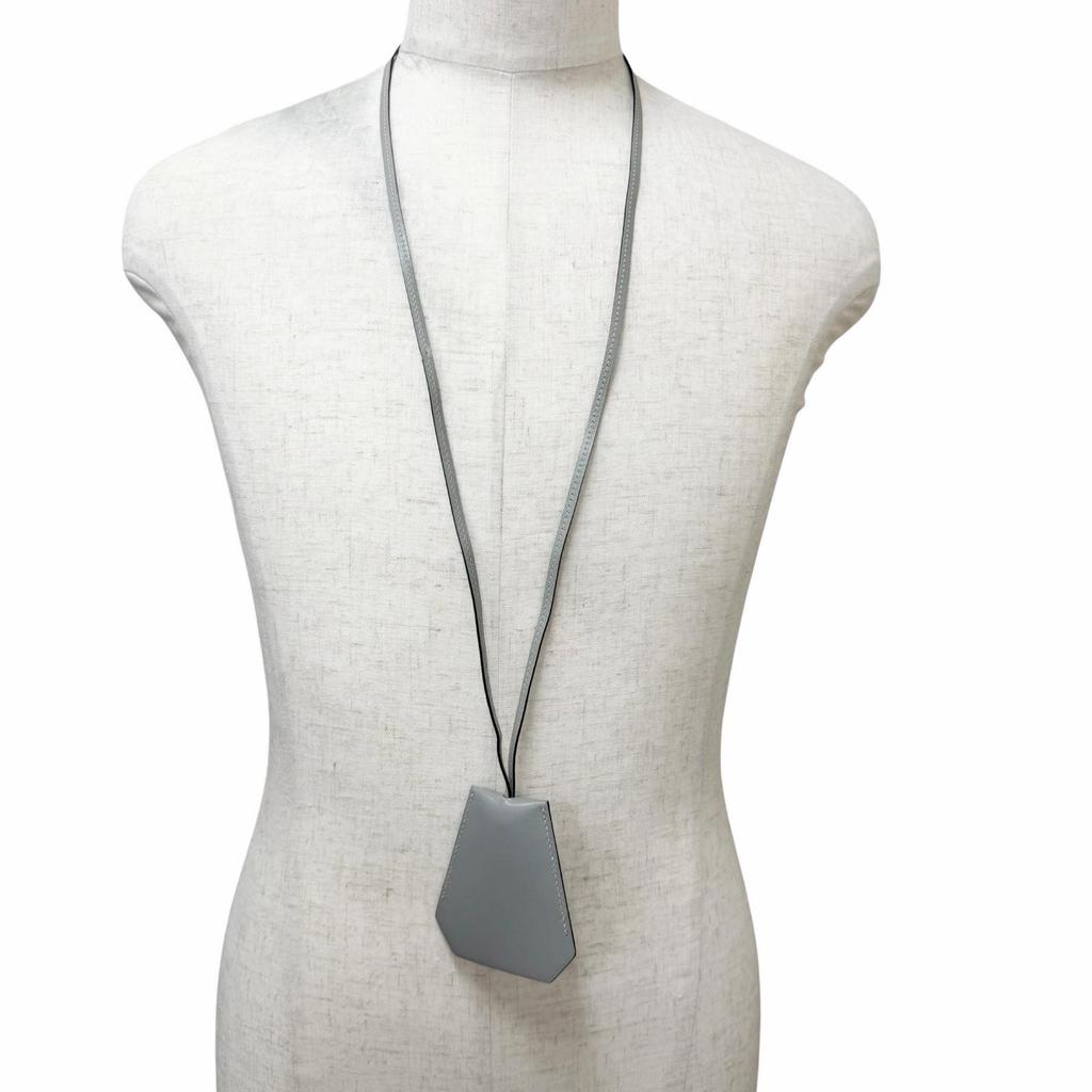 Great HERMES Necklace Margiela era Clochette charm gray leather mens Used
