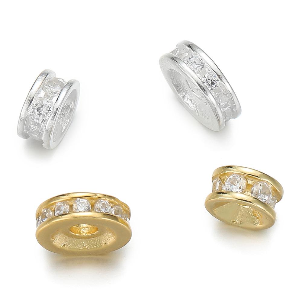 Стерлинговое серебро 925 пробы, инкрустированное бриллиантами, разделительная бусина для браслетов и ожерелий