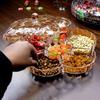 Snack Serving Tray with Lid 6 Compartment Plastic Divided Dustproof Easy To Clean Round Food Tray for Dried Fruits