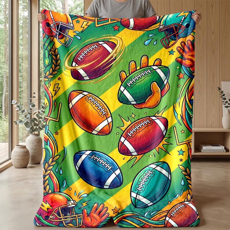 Football Melting Art Theme blanket Lightweight Warm Flannel Blanket Decorative Throw Blanket for Home Decoration