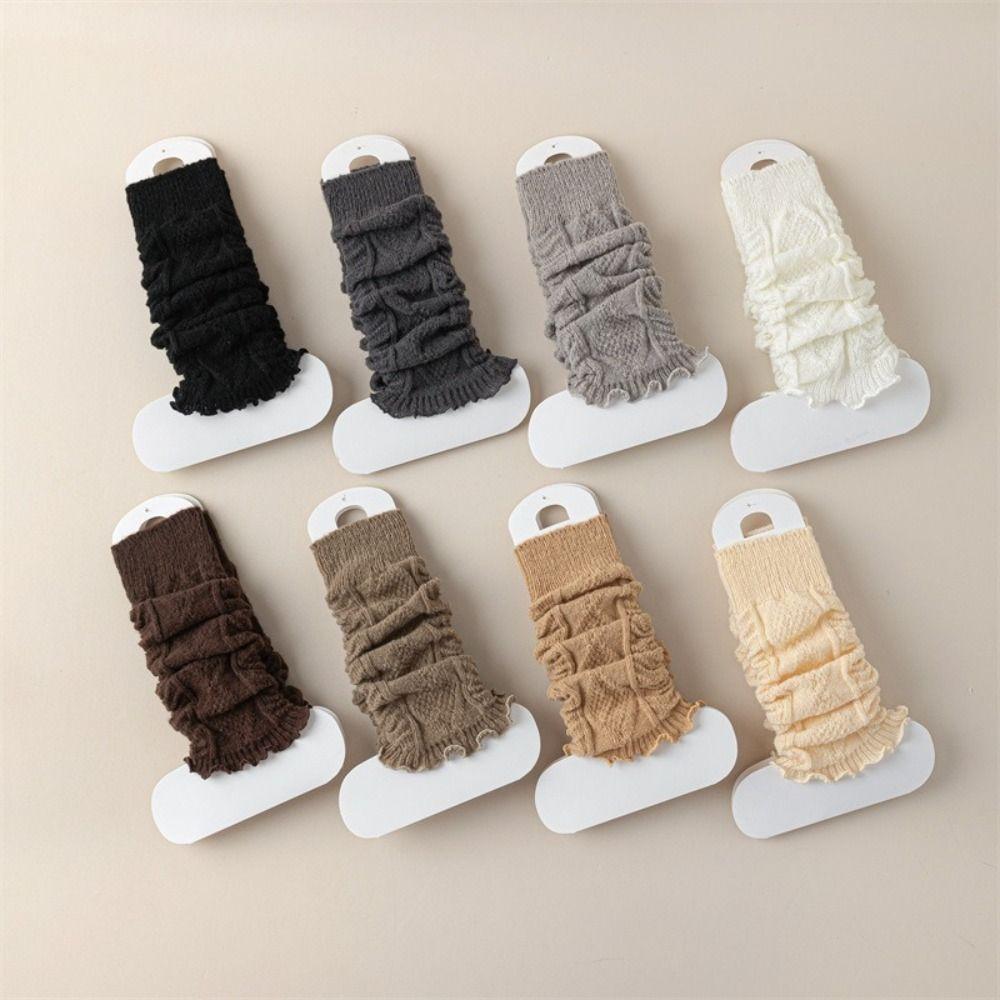 Knitting Lolitas Knitted Socks Cute Sweet Long Stockings Solid Color Leg Warmers Women Girls
