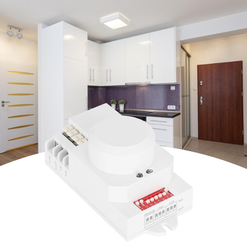 Smart 5.8GHz Microwave Radar Sensor Dial Adjustable Light Dip-Switch Indoor Body Motion Detector