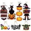 Halloween Pumpkin Hanging Sign Spooky Witch Bat Trick Or Treat Banner Front Door Decor Halloween Party Decorations