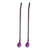 2Pcs/Set Reusable Long Straw Spoon Multicolor Stainless Steel Straws Tea Scoop Bar Cocktail Coffee Stirring Drinking Spoon