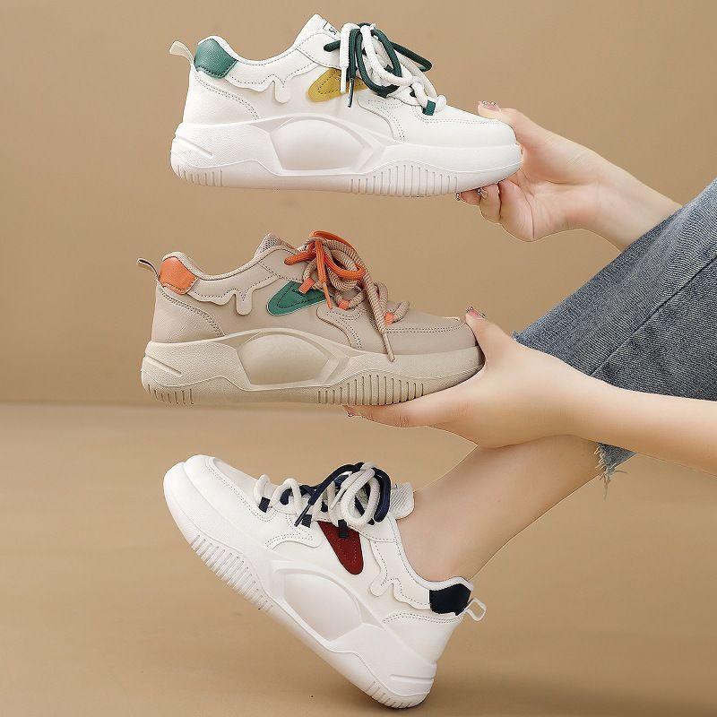 Модные женские кроссовки на платформе, цветные блоки, толстая подошва, шнуровка, обувь, увеличивающая рост, модные повседневные удобные кроссовки для бега