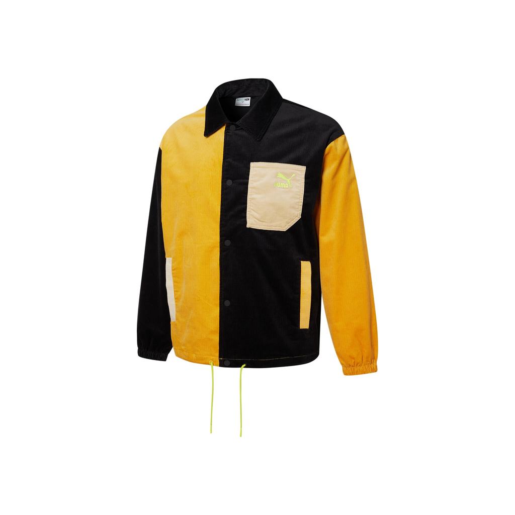 Puma Corduroy Color-Block Woven Sports Jacket With Logo Men Outerwear Black 534752-01
