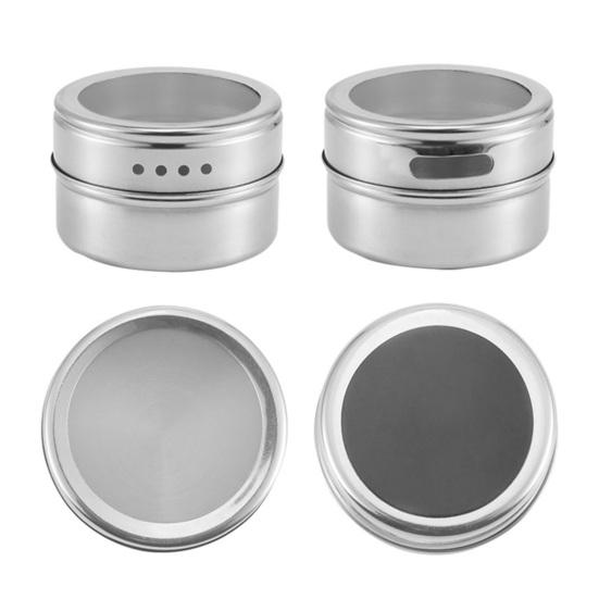 Magnetic Spice Tins Stainless Steel Spice Container Seasoning Jar Spice Jars Storage Box with Transparent Lid for Storing Herbs