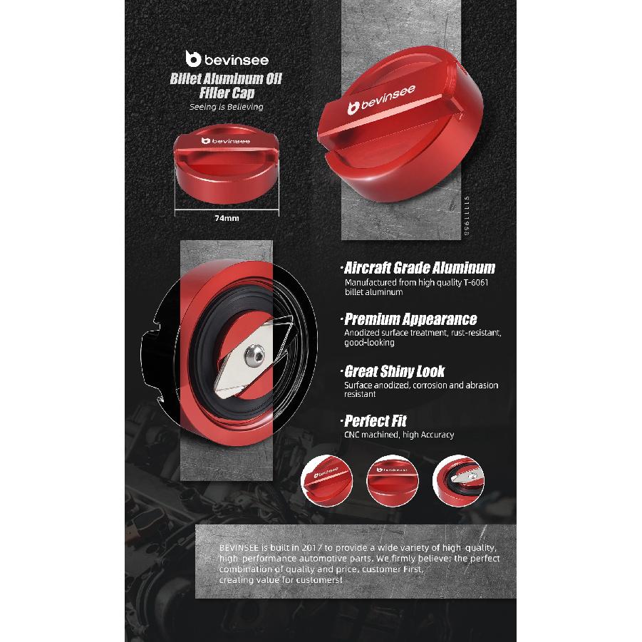 BEVINSEE Engine Oil Filler Cap For BMW E90 E92 E91 E93 E46 F30 F32 F33 F36 E36 E60 E39 E87 F20 F22 X5 E70 E53 X3 E83 X1 E84 Z4