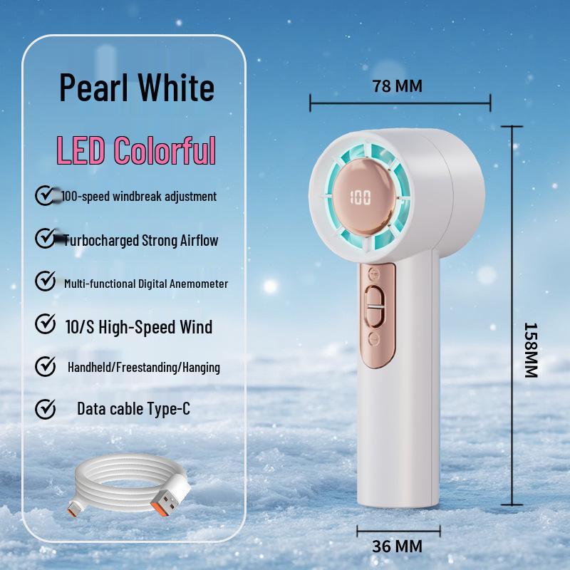 Mini Portable Handheld USB Fan with Digital Display & Ice Pack