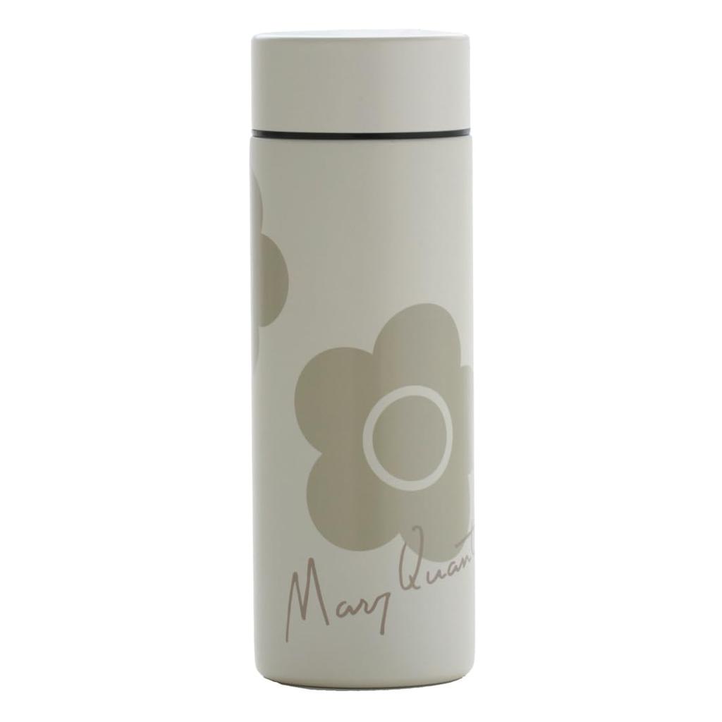 MARY QUANT Stainless Steel Bottle 300ml Lunchtime Water Dull Pastel Daisy Design and (Ivory / / Approx. 16.9x5.8x5.8cm) Bottle, (Insulated Ice-Proof)