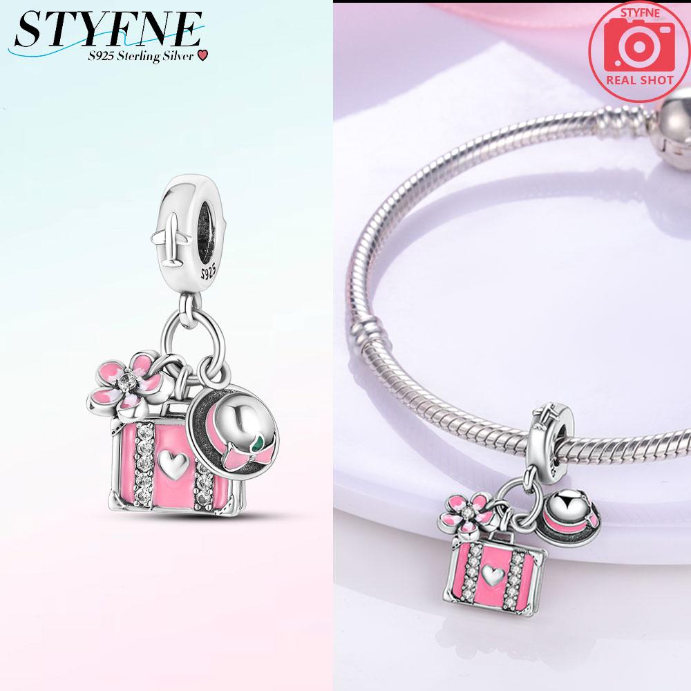 Plata De Ley Copper Travel Dangle Charm Eiffel Tower Original Charms Beads Fit Charms Women Bracelet Jewelry Gift