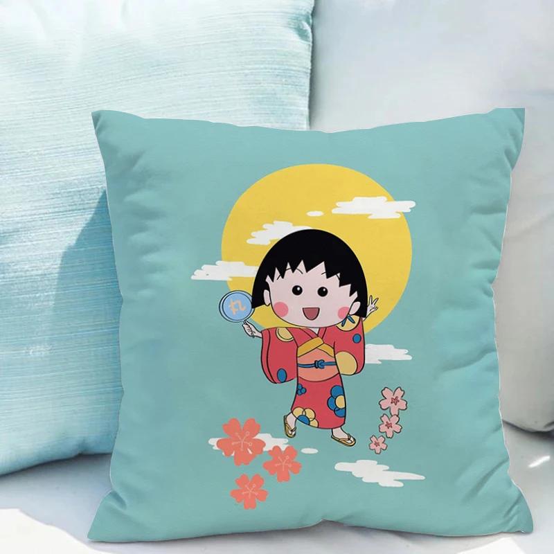Chibi Maruko-chan Pillowcase Cushion Cover X Ornamental Pillows for Living Room Fall Decor Pillow Hugs Lounge Chairs Covers