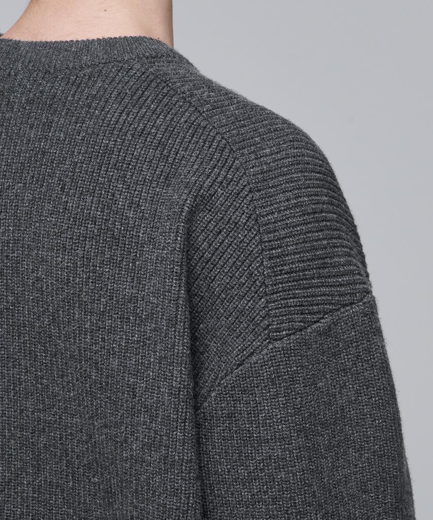 MUSINSA STANDARD Oversized Ribbed Crew Neck Knit [Medium Grey]