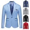 Формальный блейзер однотонный отложной воротник на одной пуговице четыре сезона приталенный карманы пиджак для костюма для свадьбы