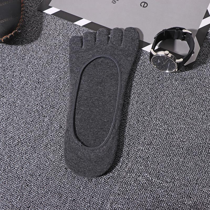 Летние хлопковые носки с пятью пальцами для мужчин, нескользящие силиконовые невидимые носки-лодочки, деловые носки с пятью пальцами, дышащие короткие носки