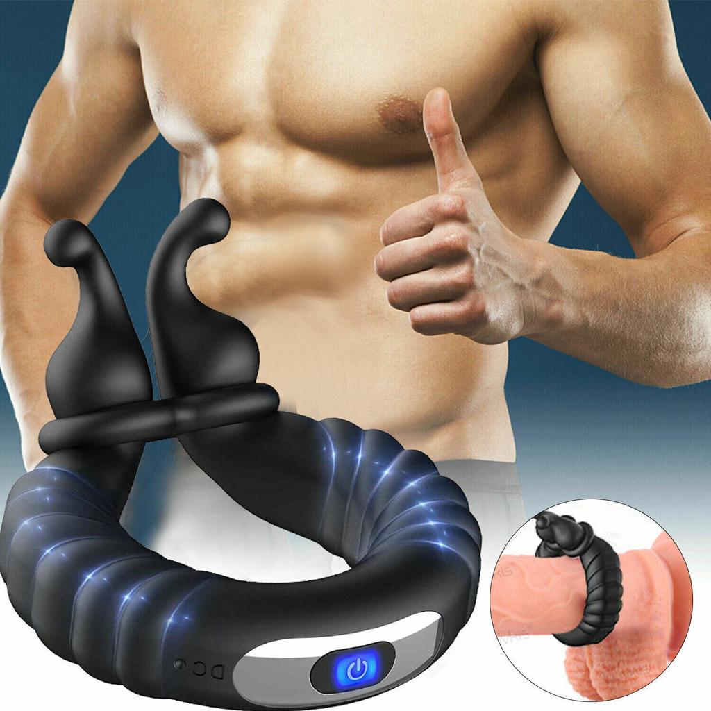 Vibrating Cock Ring for Men Soft Silicone Dual Rings Couples Game Adult Sex Toy Ejaculation Delay Male Penis Ring