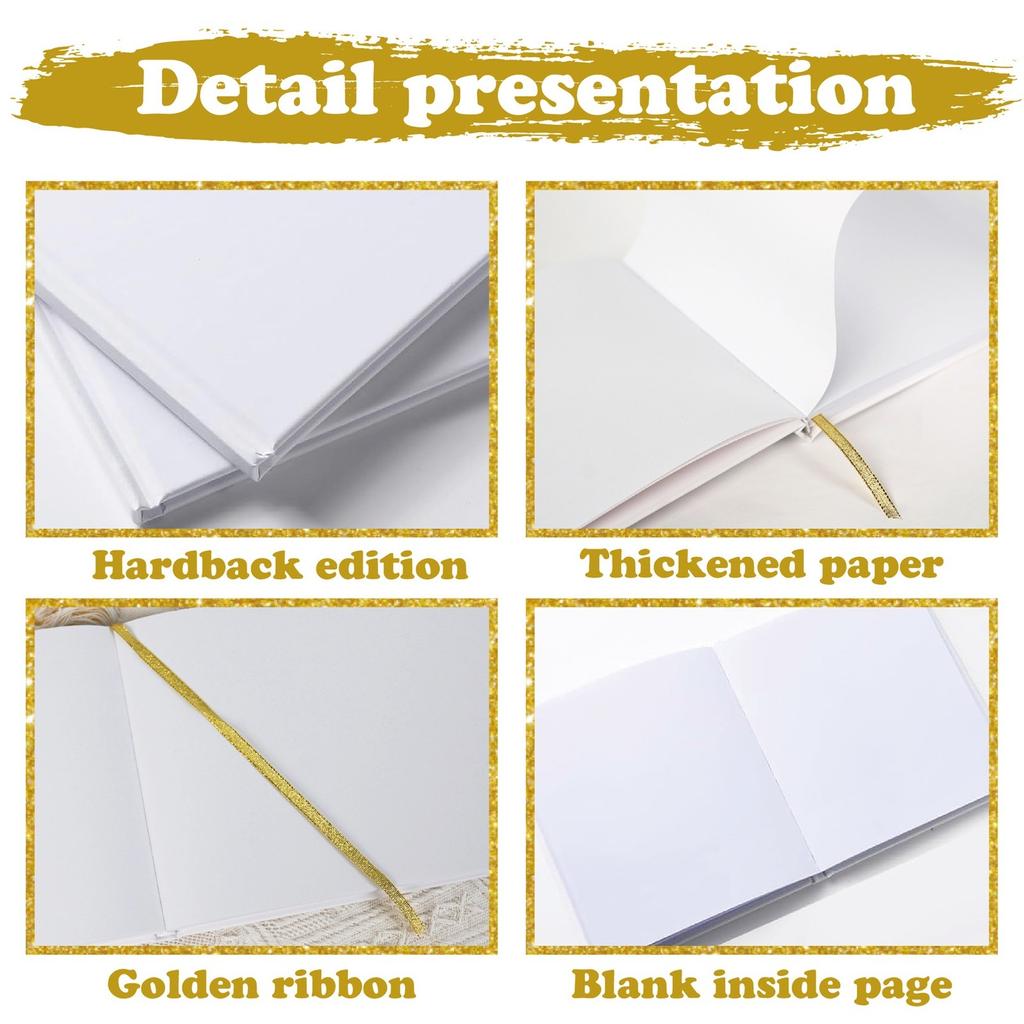 120 страниц пустой гостевой книги - белая твердая обложка, книга для регистрации гостей и посетителей, чтобы расписаться на вашей свадьбе, вечеринке, рождении ребенка или девичнике