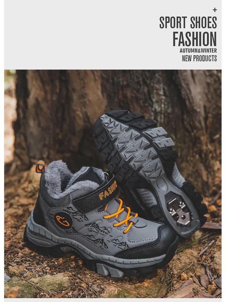 Kids' Winter Non-Slip Hiking Shoes: Warm, Lightweight, Cotton Snow Boots for Boys & Girls