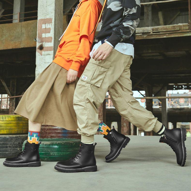 Dickies Двухслойные кожаные универсальные короткие ботинки Мартинса Мужские ботинки Черные 204M50LXS60