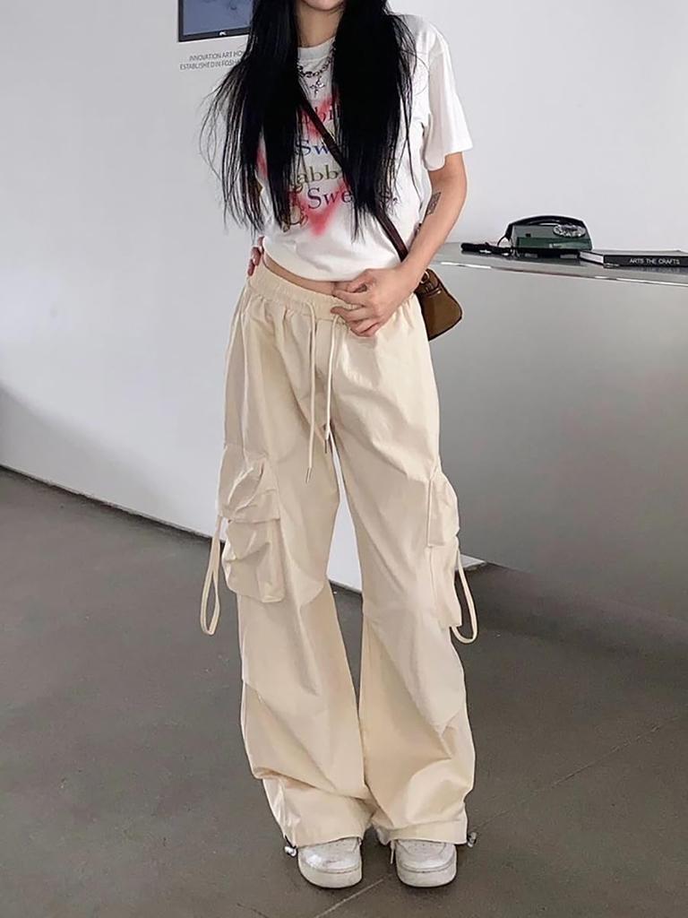 SvaYvee Карго Широкие Штанины Длинные Теплые Однотонные Свободные Размер 2XL Женские Брюки с Флисовой Подкладкой, Брюки, Брюки, Брюки, Повседневные, Стильные, Теплые, Цвет, Посадка,