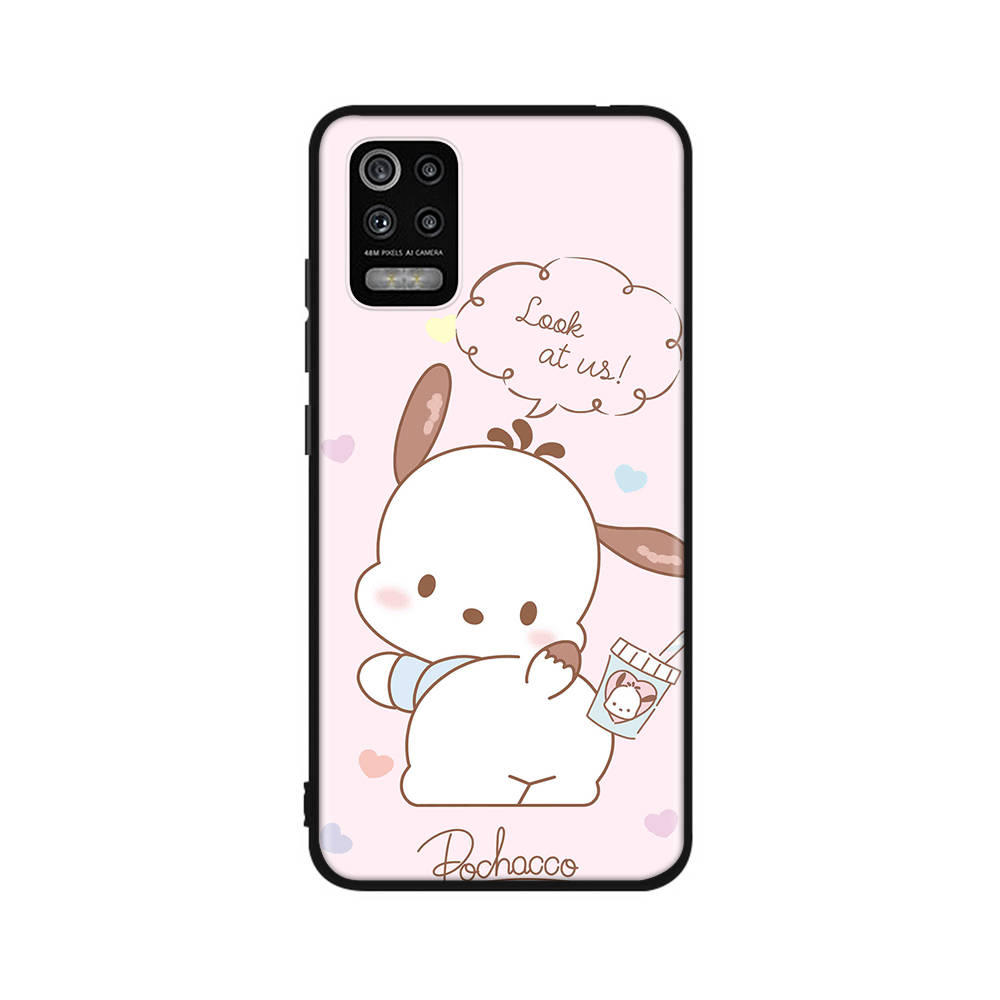 KT75 Cute Pochacco Case for Xiaomi Poco X6 X4 M5 M6 F5 F6 C65 C55 C50 C51 C40 Redmi Note 7 8 14C A3X 13C 12C 11 10A 9C Pro Black Sofe Cover