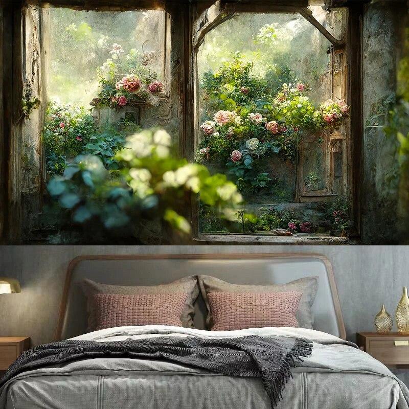 Retro Window Sill Floral Wall Hanging Room Art Decoration Hippie Bohemian   Living  Bed Home