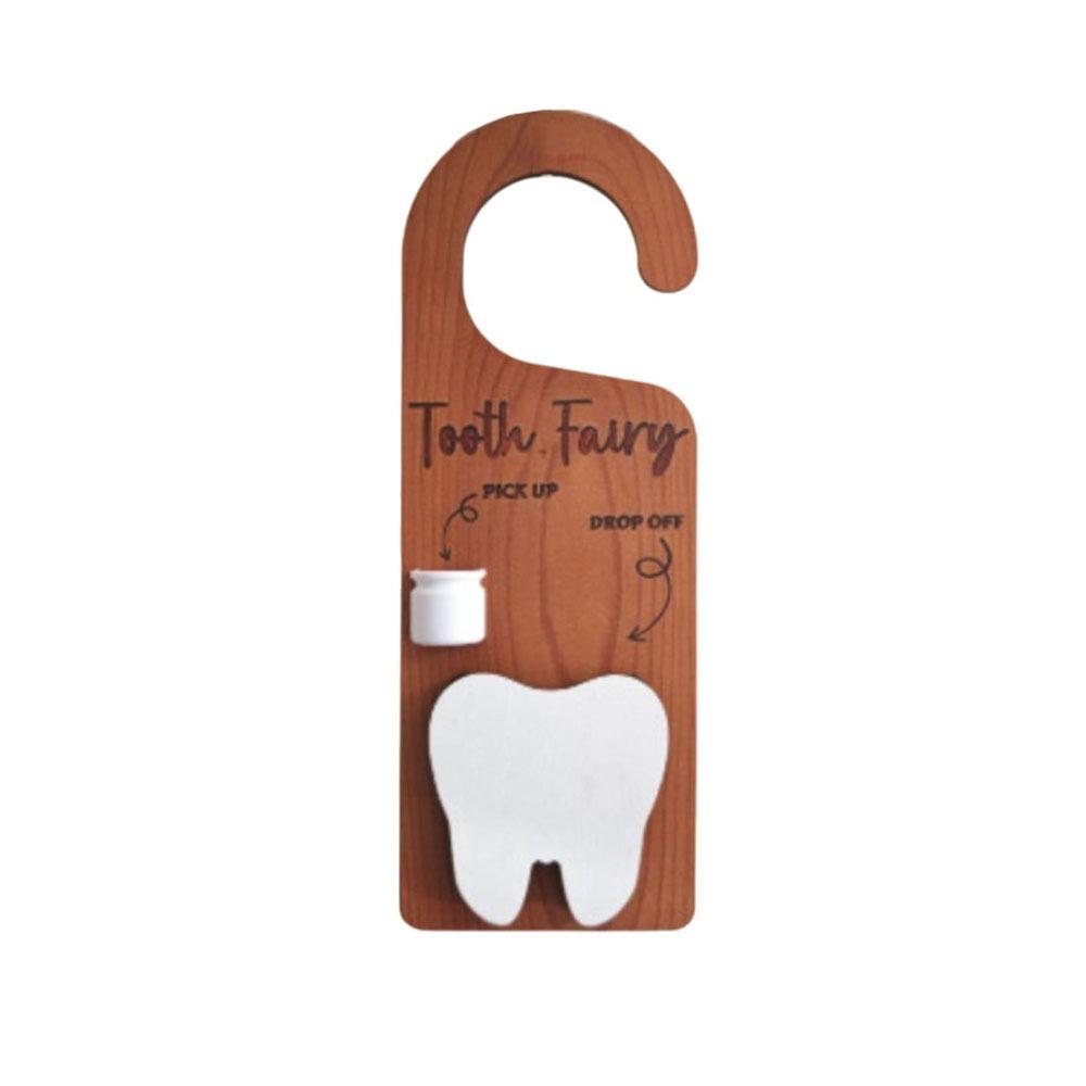 Wooden Tooth Door Hanger Decorative Tooth Fairy Nursery Tooth Pick Up Box Encourages Tooth Care Lightweight