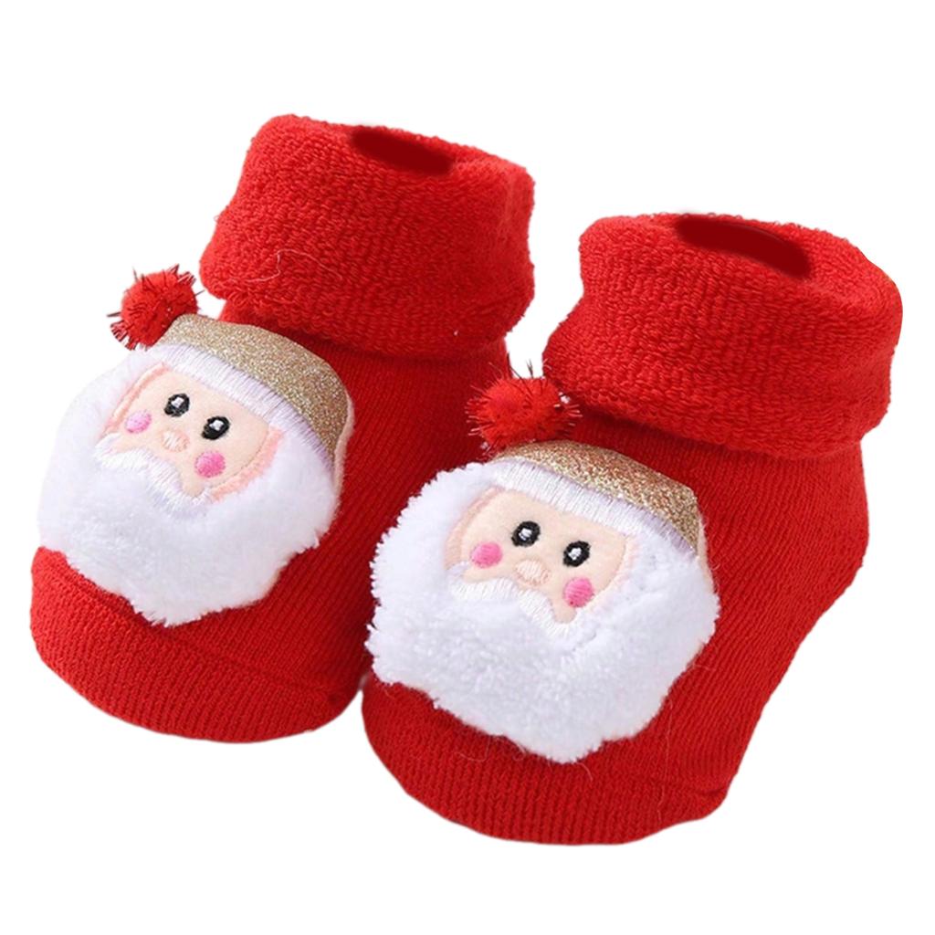 Terry Socks for Infants 0-12 Months Christmas Pattern Warm Cotton Socks Warm & Protective Socks for Indoor & Outdoor Use