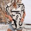 Women's Fashion Casual Summer Spring Colour Block Print Short Sleeve V-Neck Blouses & Shirts