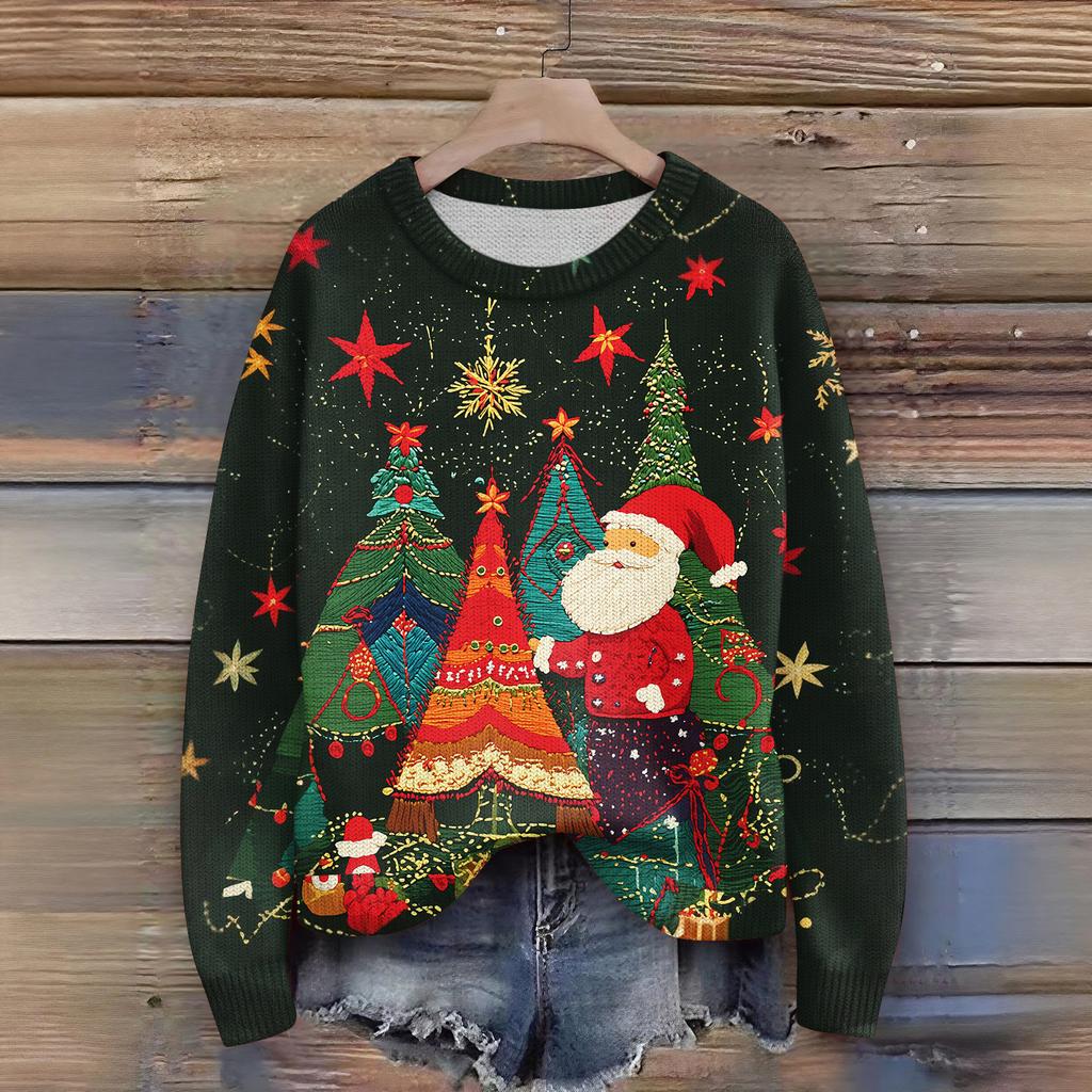 Women'S Christmas Sweater Cute Fun Christmas Sweater Fall And Winter Long Sleeve Knitted Sweater