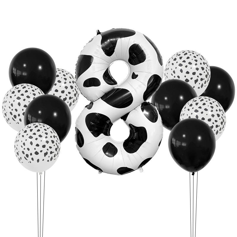 Cow Jungle Theme Balloon Set 40 Inch Black And White Digital Latex Balloon Decoration Birthday Party Decoration Photo