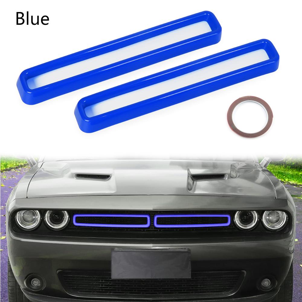 2pcs Front Grill Grille Inserts Cover Trim for Dodge Challenger 2015-2022 Black Red Blue Yellow