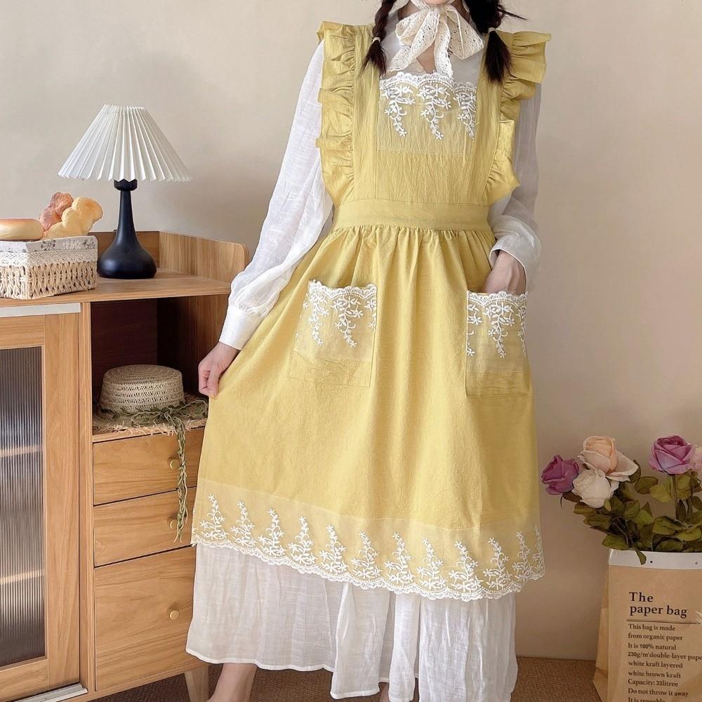 Женские фартуки с кружевным узором, деревенский стиль, рабочая одежда, новый садовый фартук для женщин и девочек