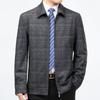 Men's Autumn Woolen Jacket Middle-aged and Elderly Business Casual Jacket Men's Lapel Plaid Dad Jacket
