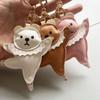 Patchwork PU Bear Pendant Animal Car Keyring Creative Ballet Bear Keychain  Girl/Boy