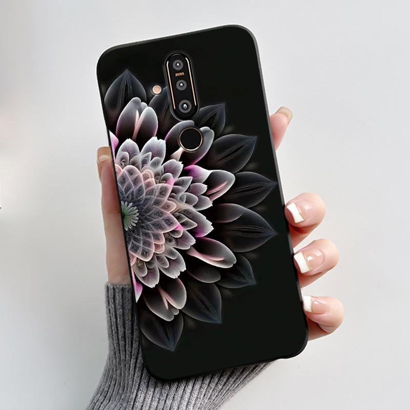 Чехол для телефона Nokia 8.1 Plus / Nokia X71, Чехол для телефона, Узор «Обширные луга с красивыми полевыми цветами», Мягкий черный чехол, Защита от царапин