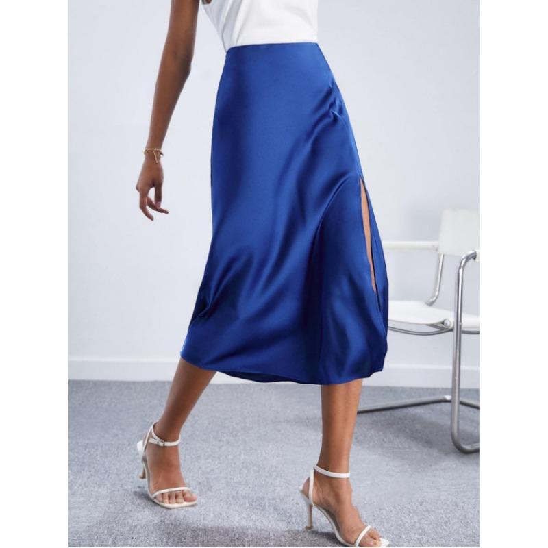 Women's Spring New High Waisted Split Long Skirt for The Girls