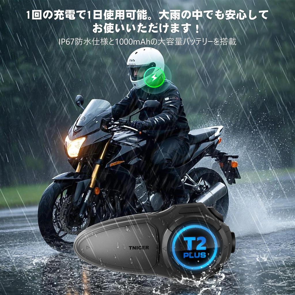 2025 Upgraded TNICER T2PLUS Motorcycle Supports Simultaneous Mesh Bluetooth Supports Music and 1500m Communication Dedicated Music FM Custom Magnetic