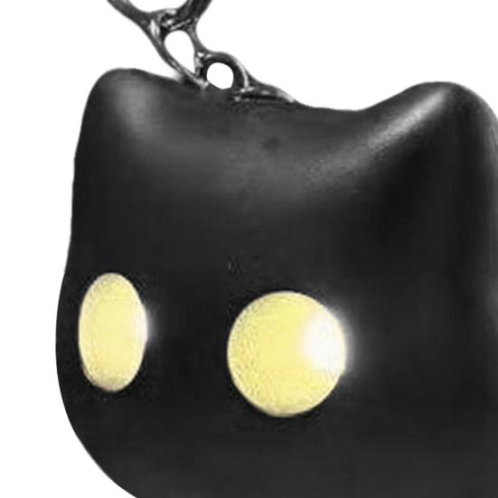 Yousheng Черный Кот Ночник Брелок Милый Нажимаемый Шарик Светящийся Кот Подвеска Мини Кошка Мяу Сенсорная Игрушка-Антистресс со Звуком и Светодиодной Подсветкой для Взрослых Кошек