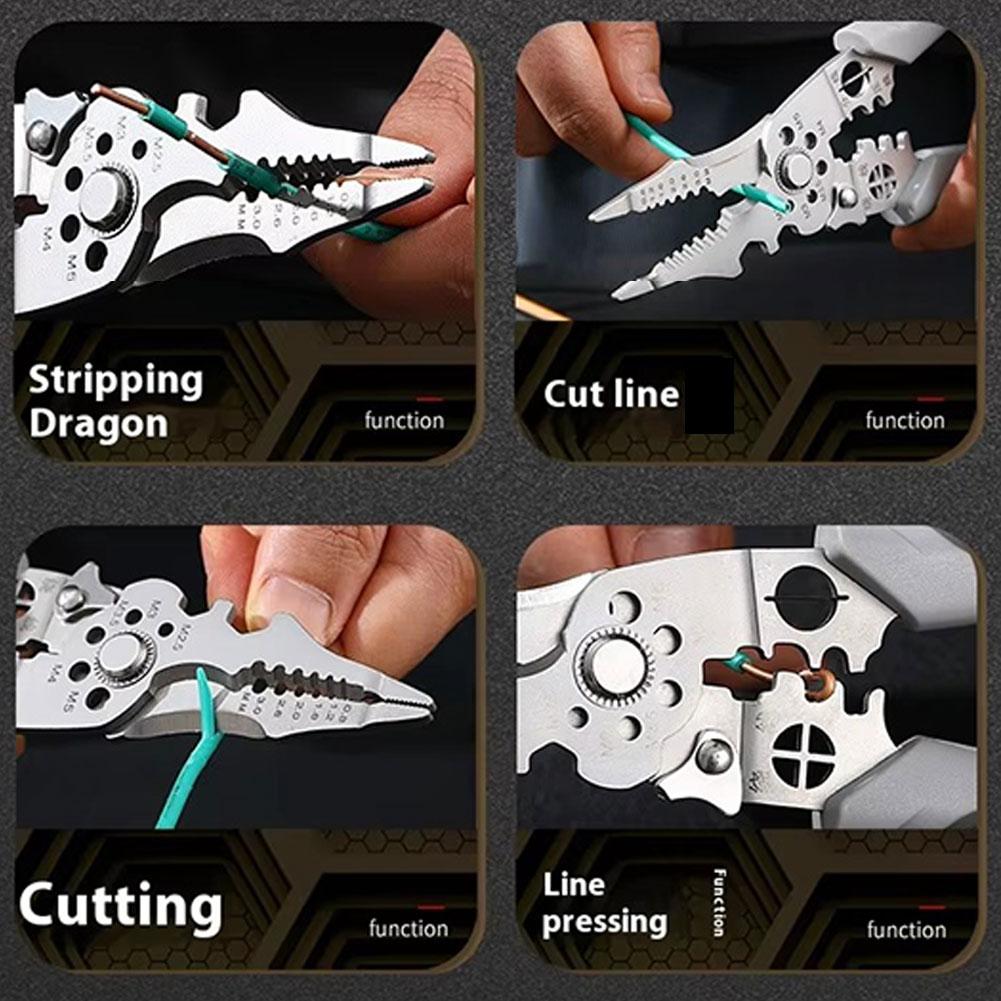 Wire Stripper Decrustation Pliers Adjustable Electrical Wire Stripping Tool Non-slip Wire Stripper Crimper for Electrical Cable