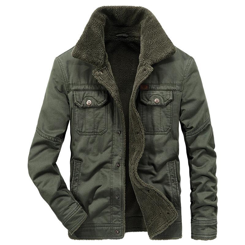 Зимняя бархатная толстая мужская куртка с лацканами из чистого хлопка
