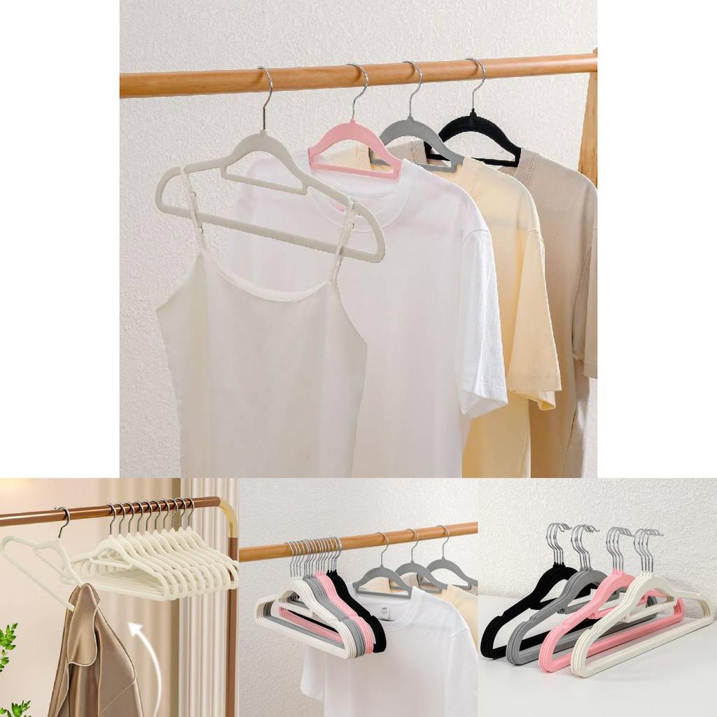 Набор из десяти вельветовых вешалок премиум-класса с толстым нескользящим дизайном для сушки и хранения одежды
