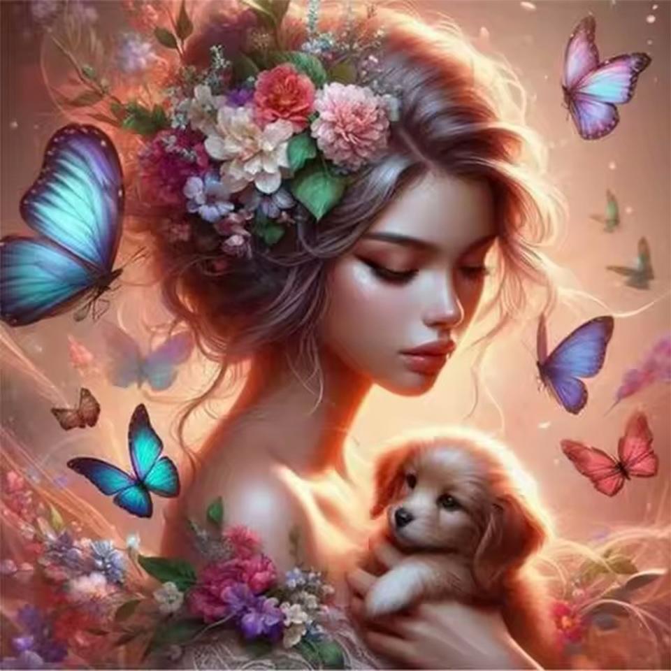 Девочка 5DDIY Алмазная картина Новинка 2024 Полный круг Квадрат животное Алмазная мозаика вышивка мультфильм Фея Подарок украшение для дома