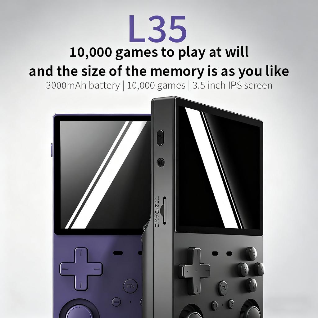 Портативная консоль Open Source Retro L35 со встроенными 10000 играми, 64 ГБ, 3,5-дюймовый дисплей, портативный IPS-экран, классическая игровая консоль, подарок