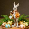 Пасхальная статуэтка кролика из смолы Мультяшный кролик Украшение Скульптура Садовая вечеринка Дом Пасхальное украшение Статуэтка Декорация