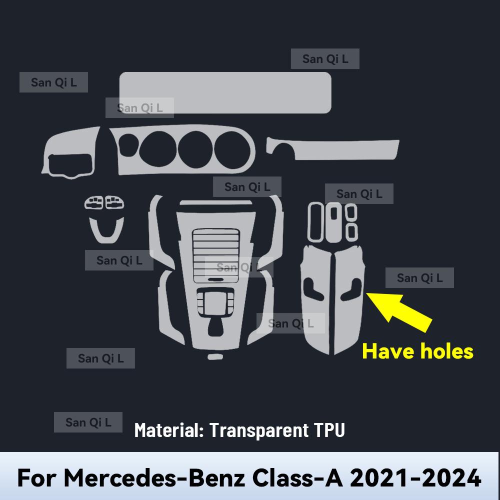For Mercedes Benz A Class -2024 Car Center Console Dashboard Navigation TPU Anti-scratch Protector Interior Film Sticker